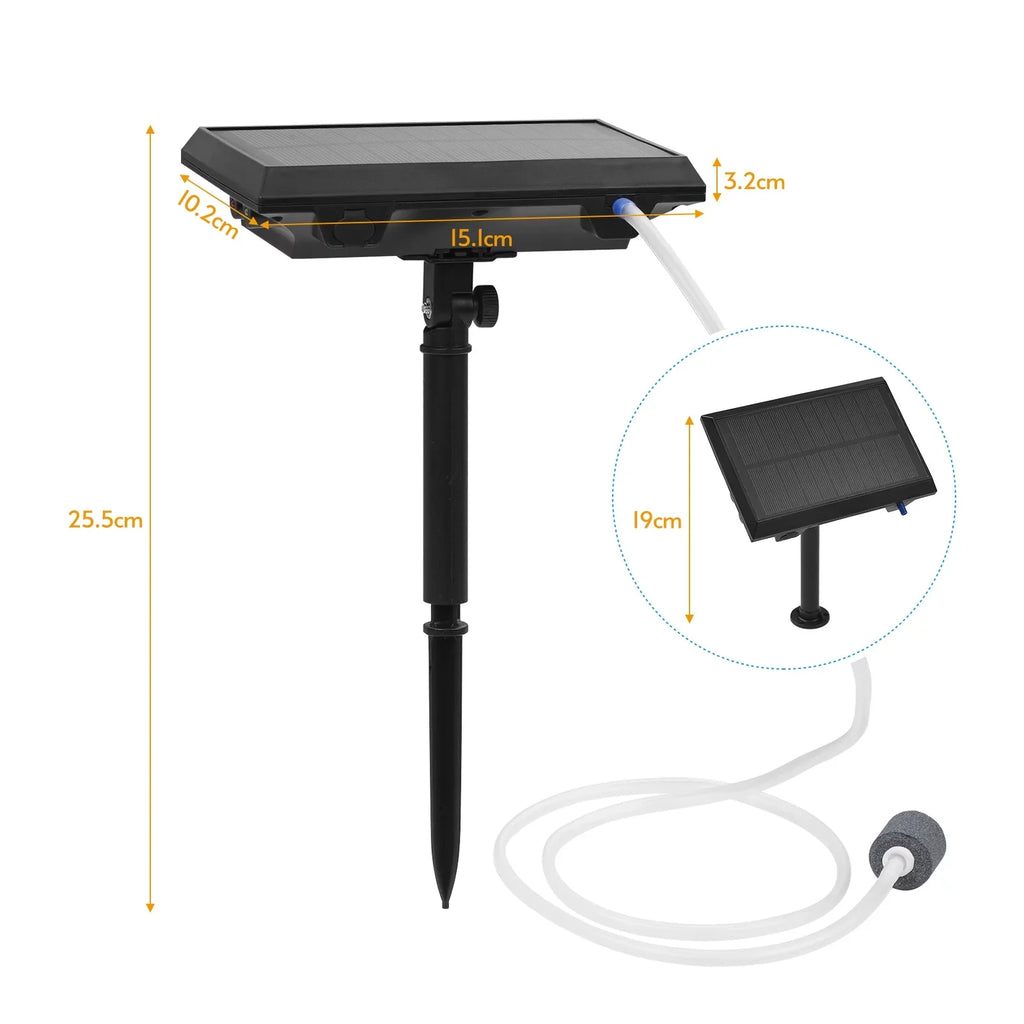 5.5V 1.5W Solar Air Pump Fish Oxygenator with Aquarium & Air Bubble Stone Pond Pump Aerator Rechargeable Fishing Fish Tranportation Small Ponds Pools Circulation Garden L