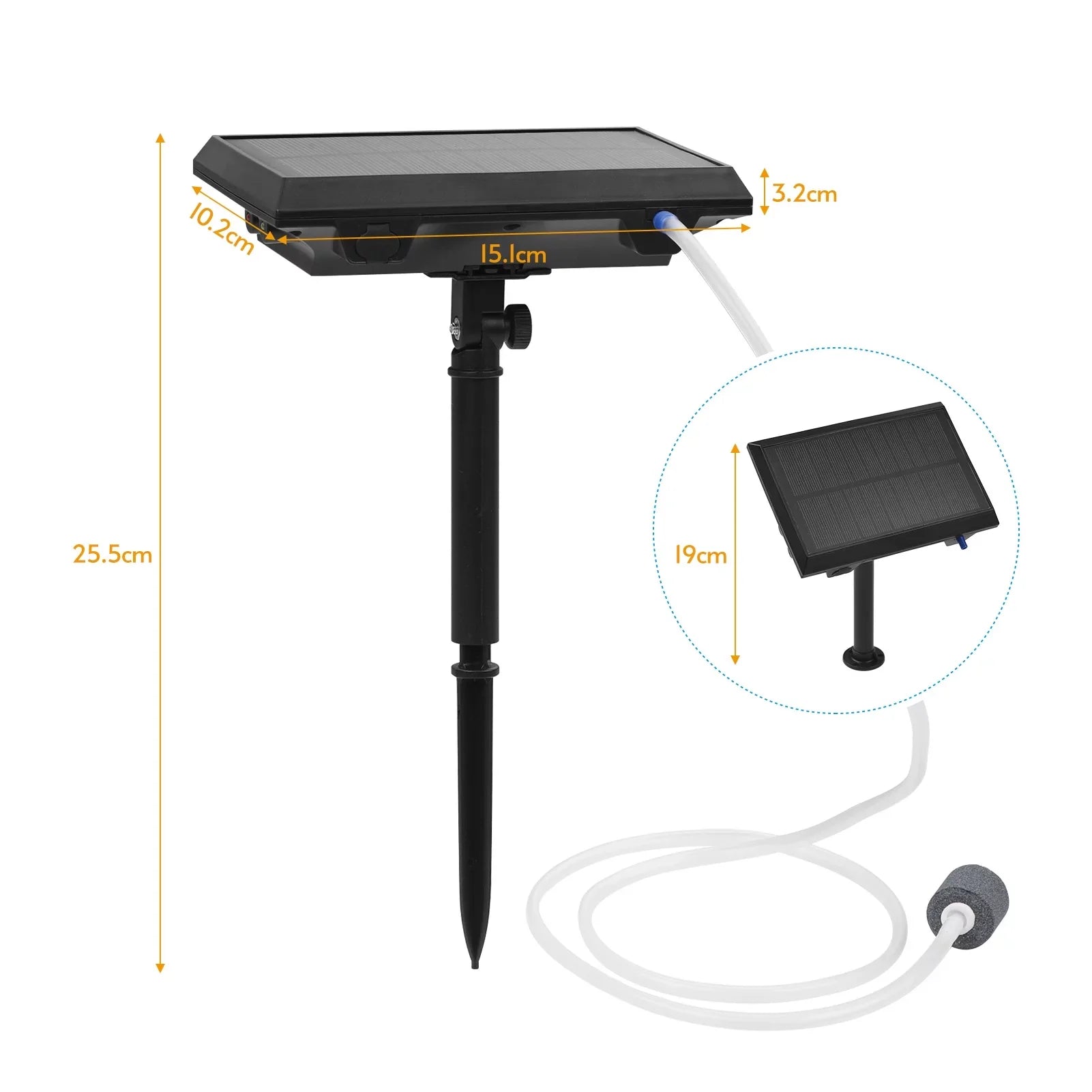 5.5V 1.5W Solar Air Pump Fish Oxygenator with Aquarium & Air Bubble Stone Pond Pump Aerator Rechargeable Fishing Fish Tranportation Small Ponds Pools Circulation Garden L