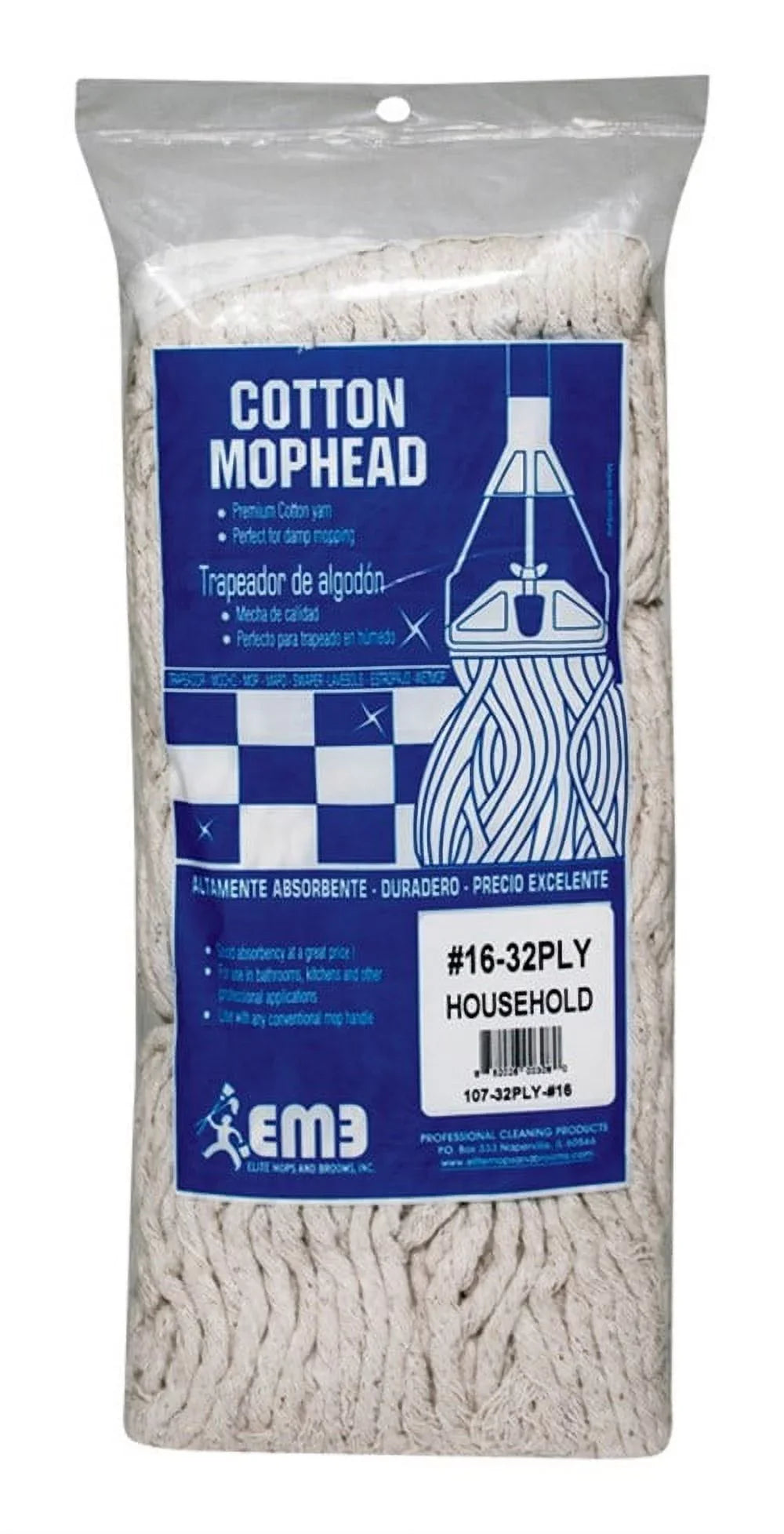 Elite Mops and Brooms Cut End Cotton Yarn 32 Ply # 16 Bagged Case of 6
