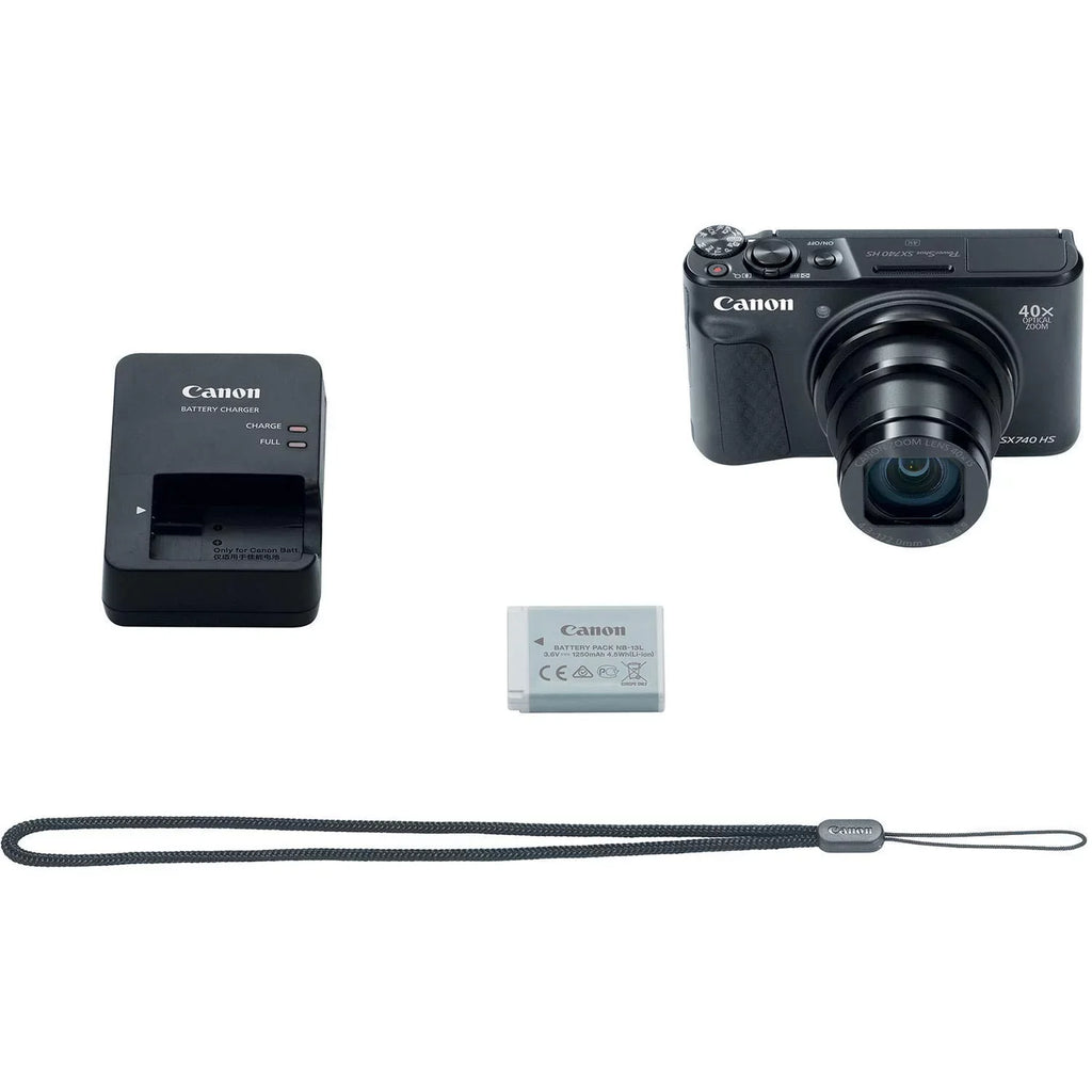 Canon Powershot SX740 HS 4K Video Digital Camera Black + Basic Bundle