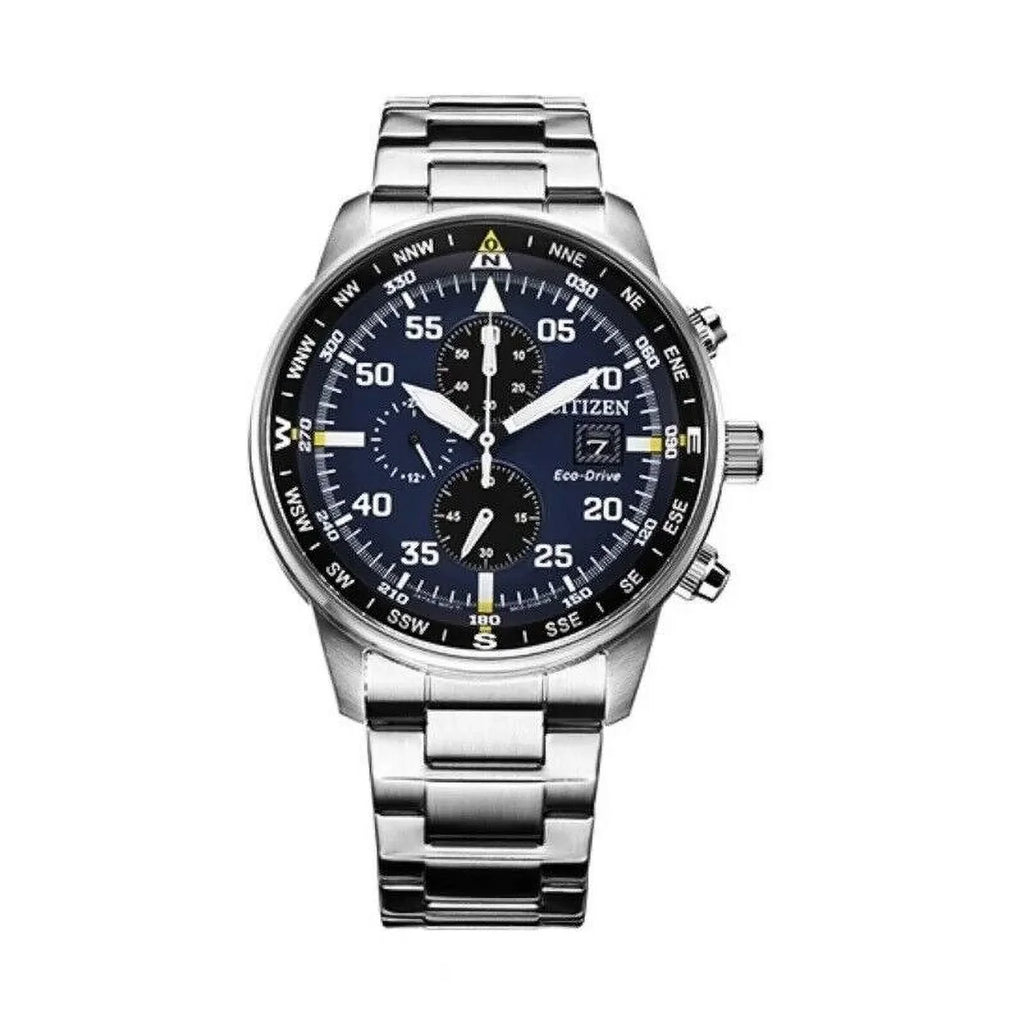 NEW Men's Classic Business Aviator Chronograph Black Dial Eco-Drive Watch