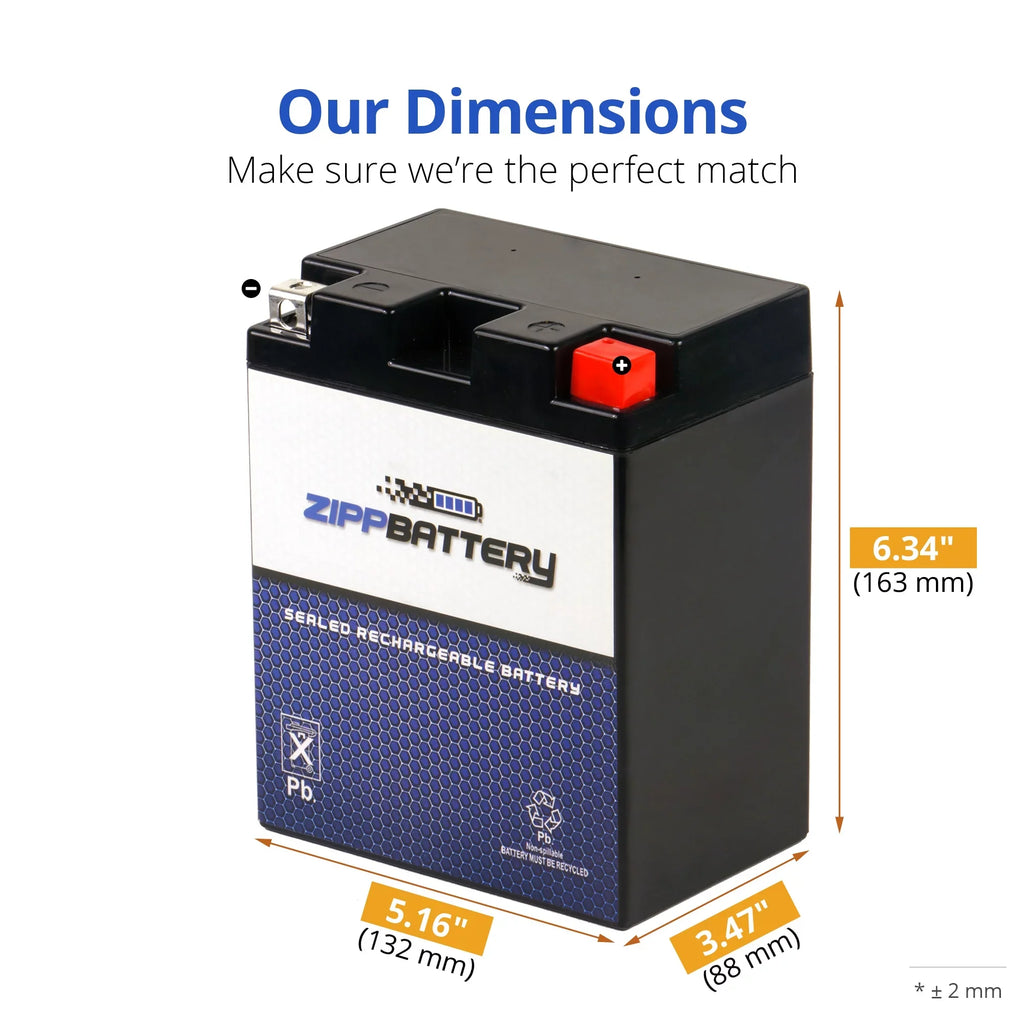 Zipp Battery YTX14AHL-BS (14AHL-BS 12 Volt,12 Ah, 210 CCA) Snowmobile Battery Arctic Cat Jag Afs L/t 1993