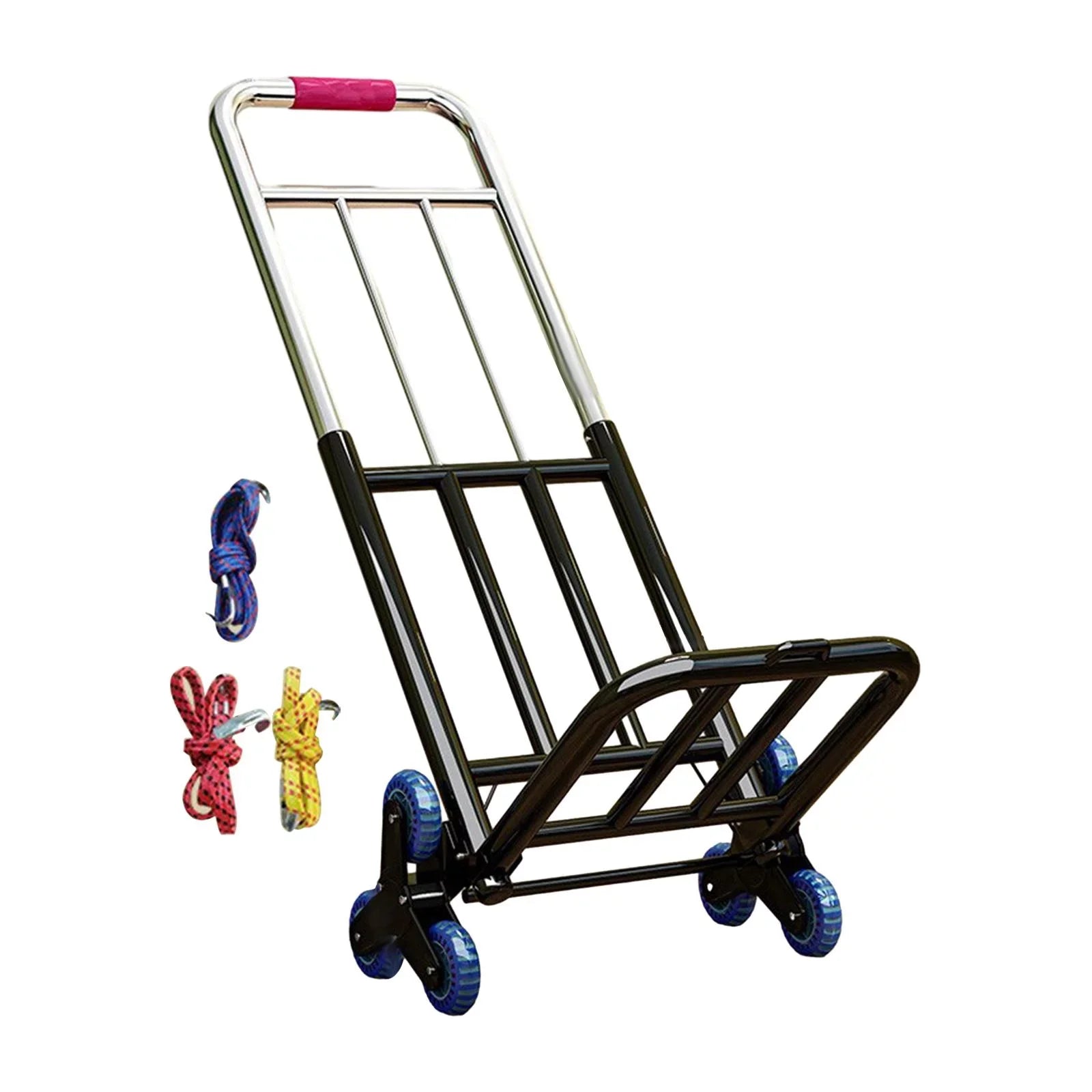 Foldable Hand Trolley Adjustable Handle Portable Adjustable Luggage Handcart 28mm Diameter