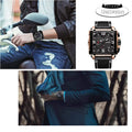 Men's Fashion Leather Strap Quartz Watches Luxury Square Dial Chronograph Wristwatch Casual Waterproof Luminous Watch Man