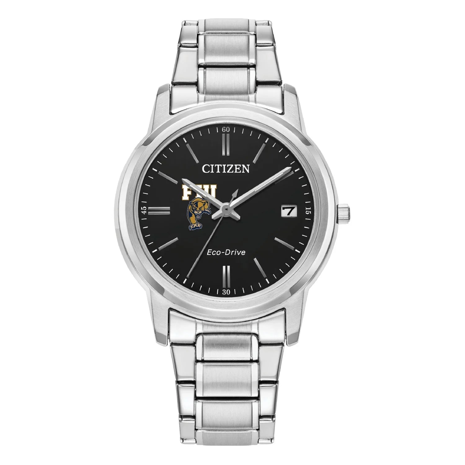 Women's Citizen Watch Silver FIU Panthers Eco-Drive Black Dial Stainless Steel Watch