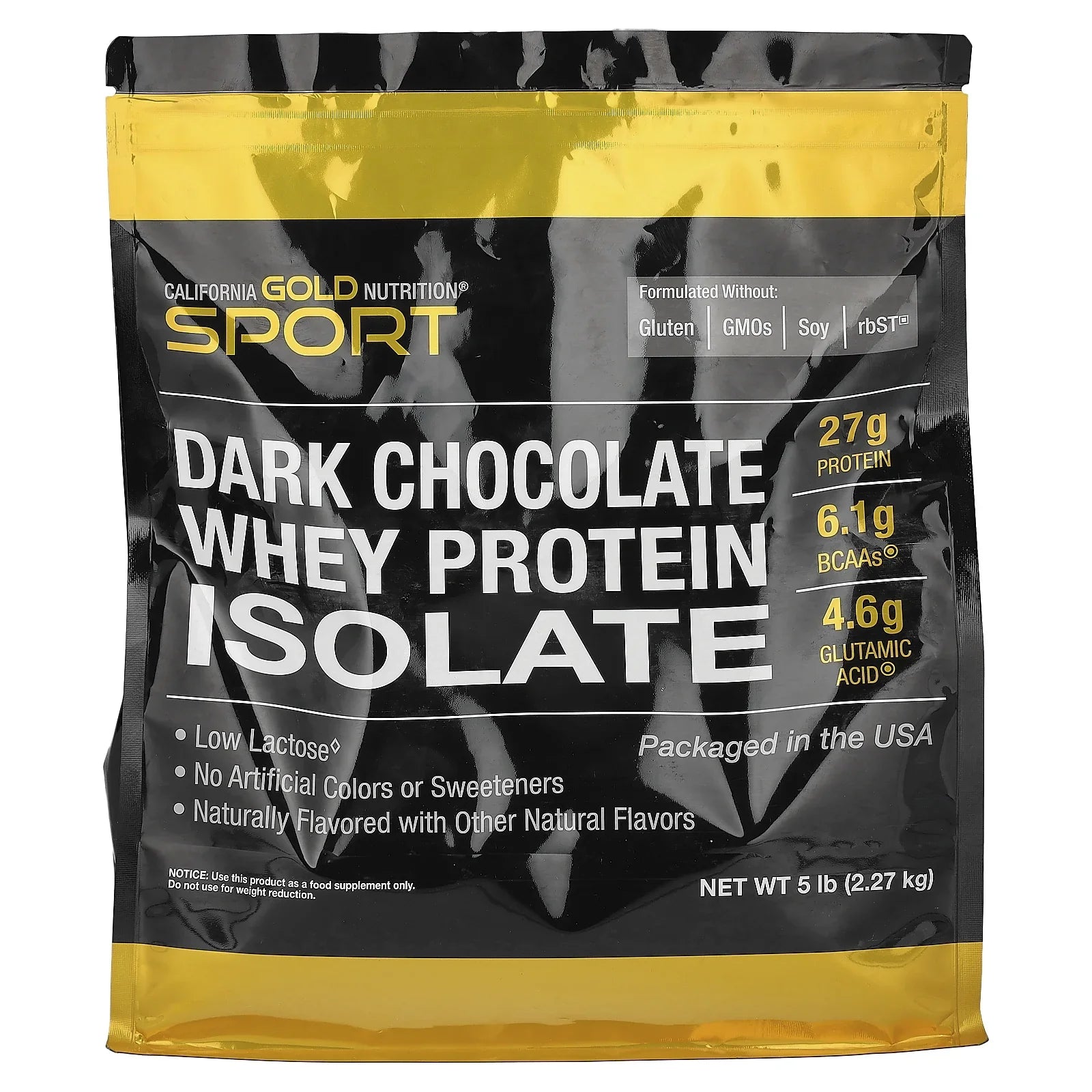Calinia Gold Nutrition SPORT - Dark Chocolate Whey Protein Isolate, 5 lbs (2.27 kg)