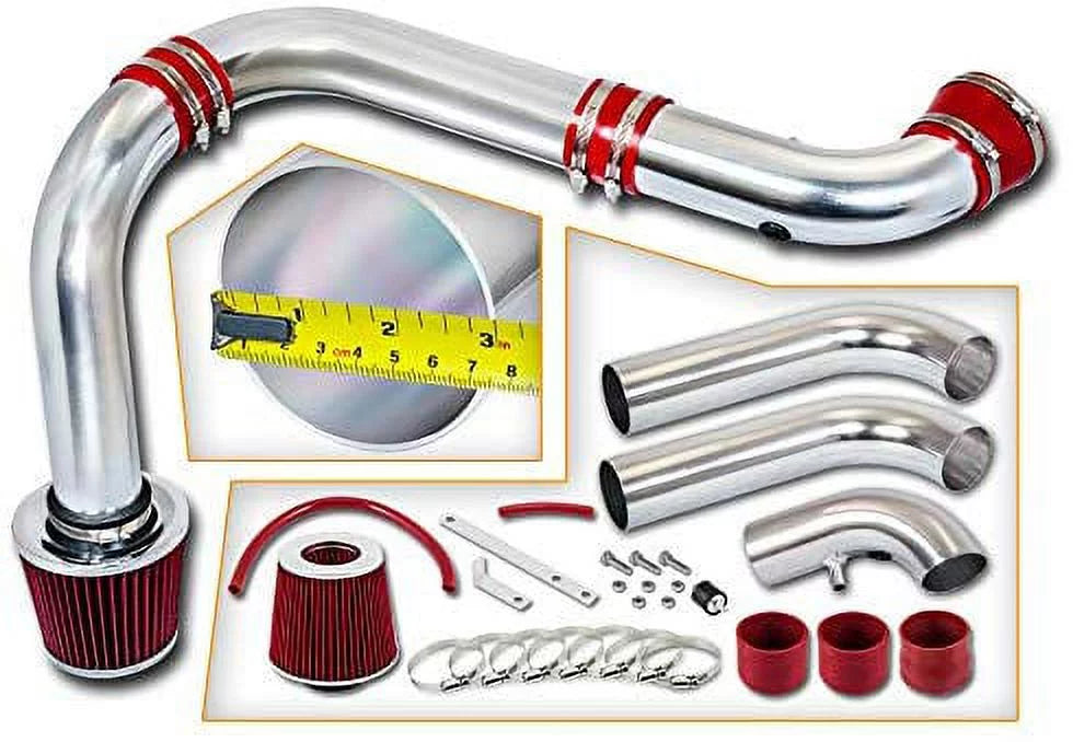 Rtunes Racing Cold Air Intake Kit + Filter Combo RED For 02-08 Dodge Ram 1500 3.7L/4.7L (3piece)