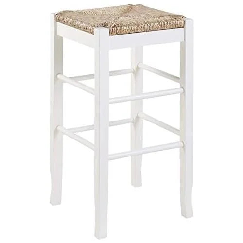 Square Rush 29" Stationary Bar Stool In White - Set Of 2