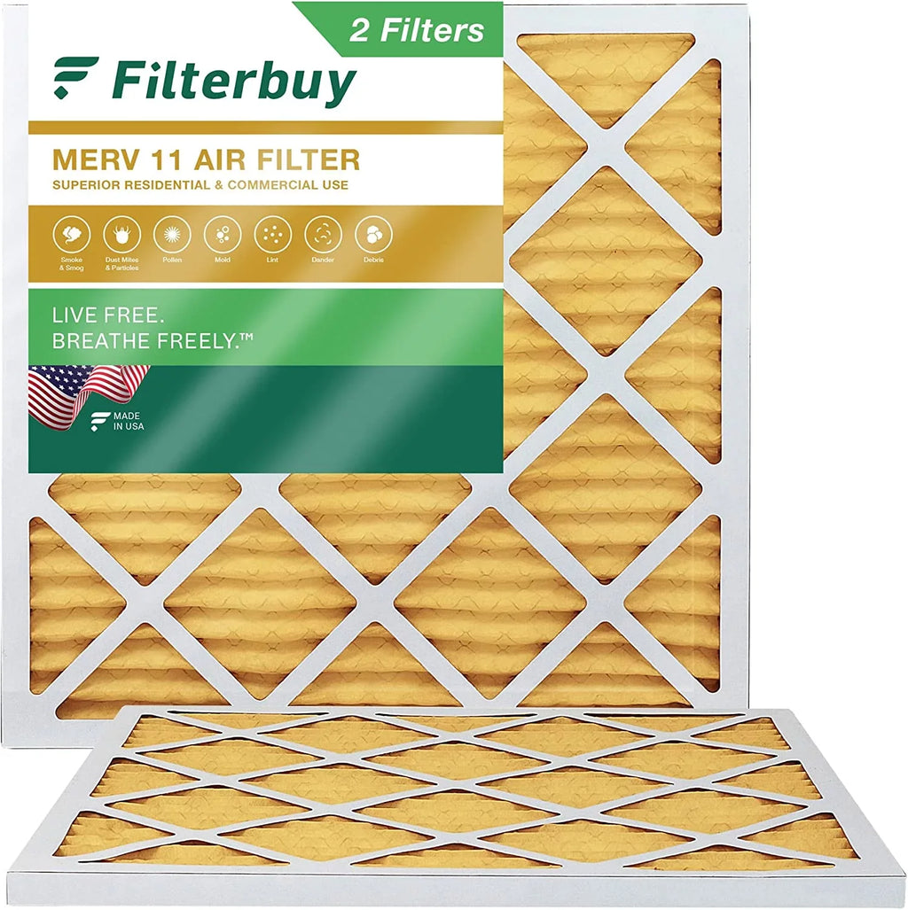 Filterbuy 25x25x1 MERV 11 Pleated HVAC AC Furnace Air Filters (2-Pack)