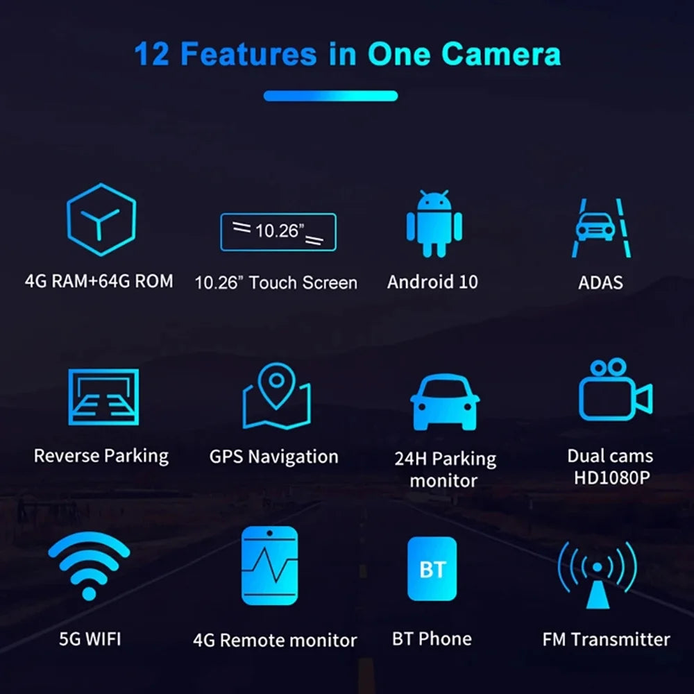 OWSOO Dual Camera Car DVR Android 10.0 GPS Navigation Dashcam Night Vision