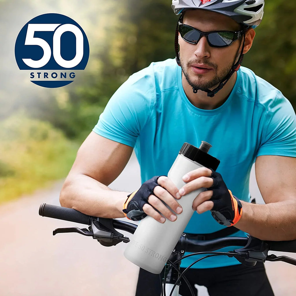50 Strong 22 oz Clear and Black Squeezable Plastic Water Bottles with Wide Mouth and Pull Top Lid (24 Pieces)
