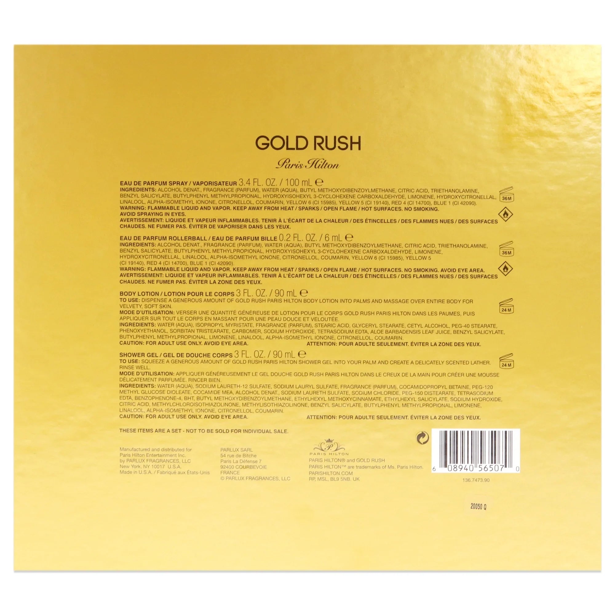 Paris Hilton Gold Rush Perfume Gift Set Women, 4 Pieces