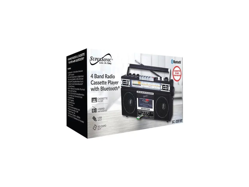Supersonic Portable AM/FM Radio, Black, SC-3201BT-BK