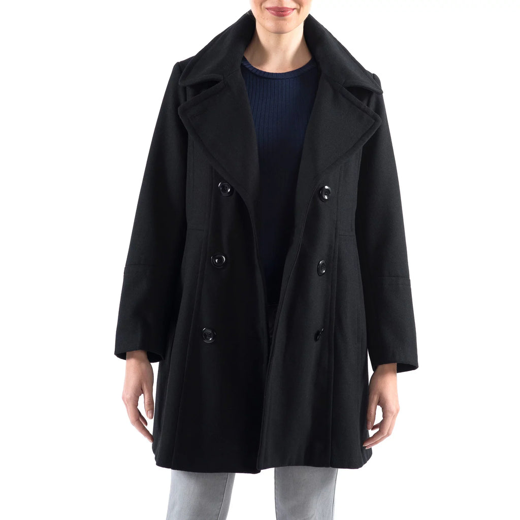 Alpine Swiss Norah Womens Wool Coat Double Breasted Peacoat Jacket Overcoat
