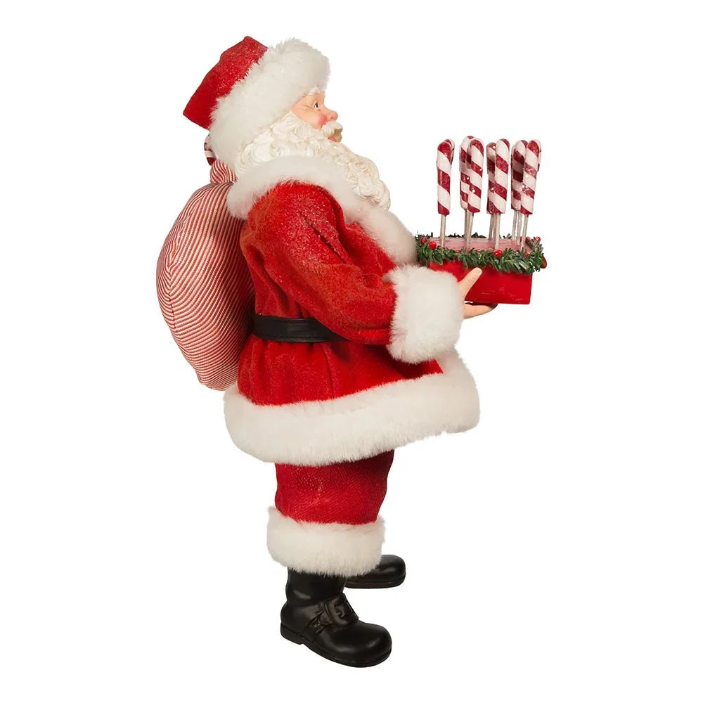 Kurt Adler 10.5-Inch Fabriché Santa with Candy Cane Tray