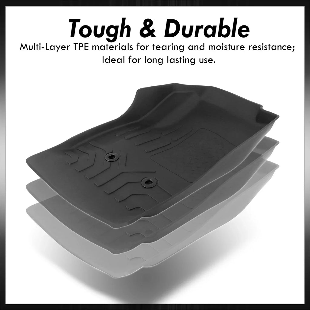 AJP Distributors All Season Proof Rubber Floor Mats Front Rear Set /Replacement For Chevy Colorado GMC Canyon Crew Cab 2015 2016 2017 2018 2019 2020 2021 2022 15 16 17 18 19 20 21 22