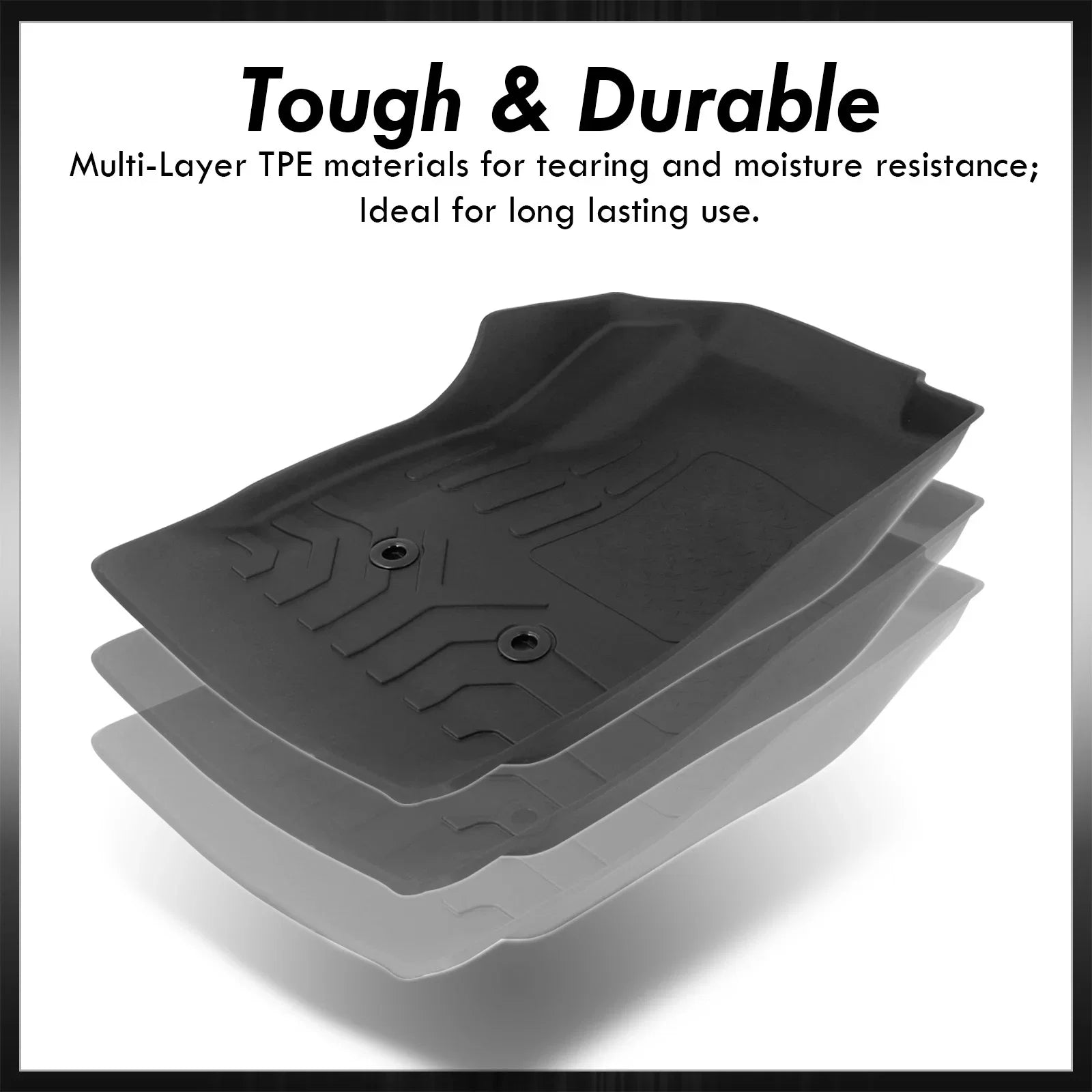 AJP Distributors All Season Proof Rubber Floor Mats Front Rear Set /Replacement For Chevy Colorado GMC Canyon Crew Cab 2015 2016 2017 2018 2019 2020 2021 2022 15 16 17 18 19 20 21 22