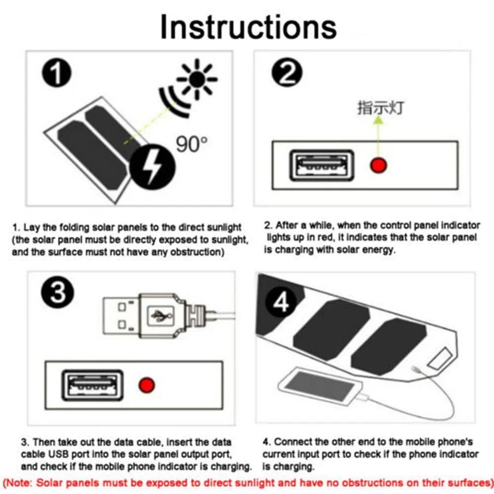 Jahy2Tech 4-Panel 7.2W Portable Solar Charger Power Bank Wireless Phone Charger with iPhone, Android