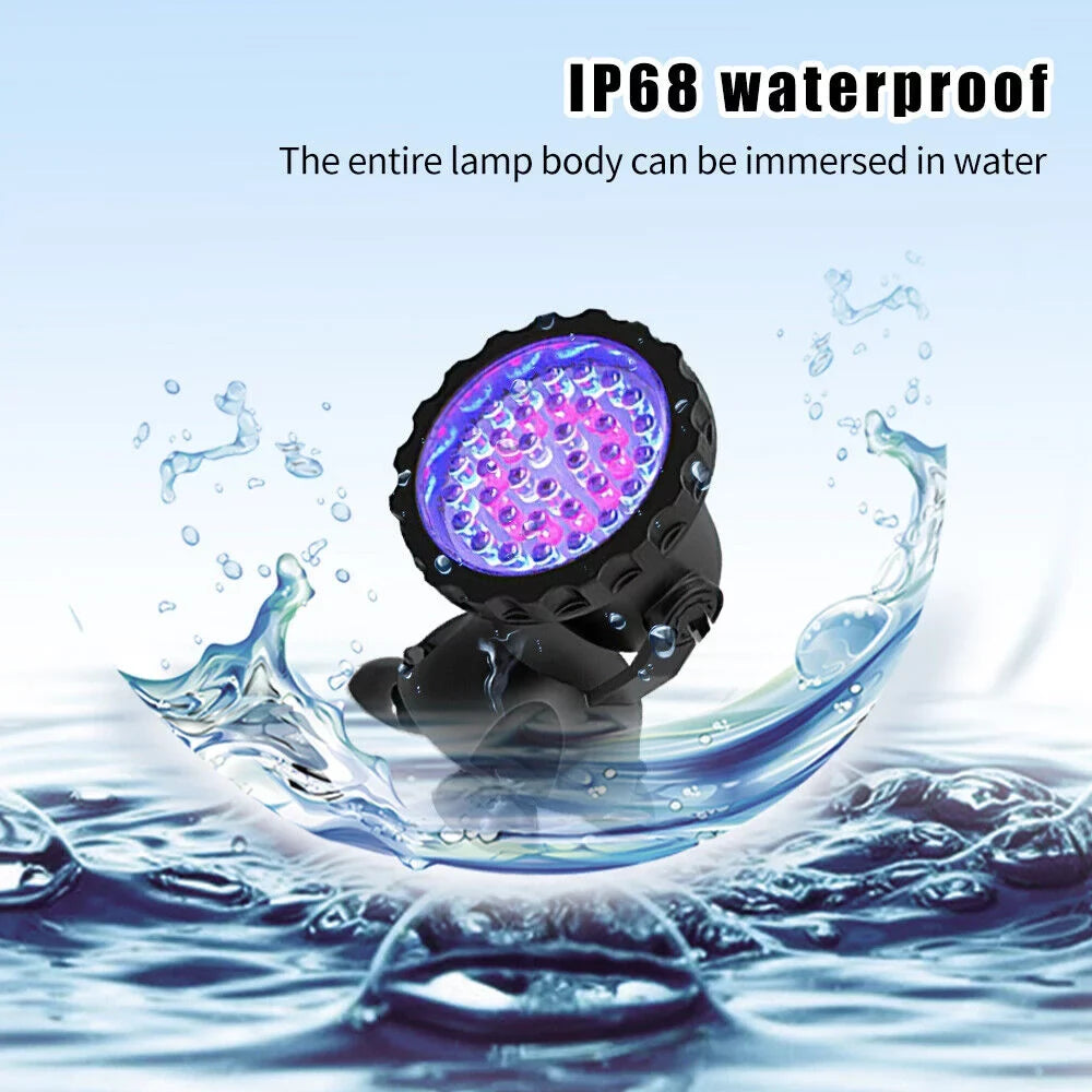 LED Pond Light, Submersible LED Lights RGB Underwater Lights Color Changing Spotlight Outdoor Remote Control IP68 Waterproof Fish Tank Lights Fountain Lights Aquarium Tank Pool