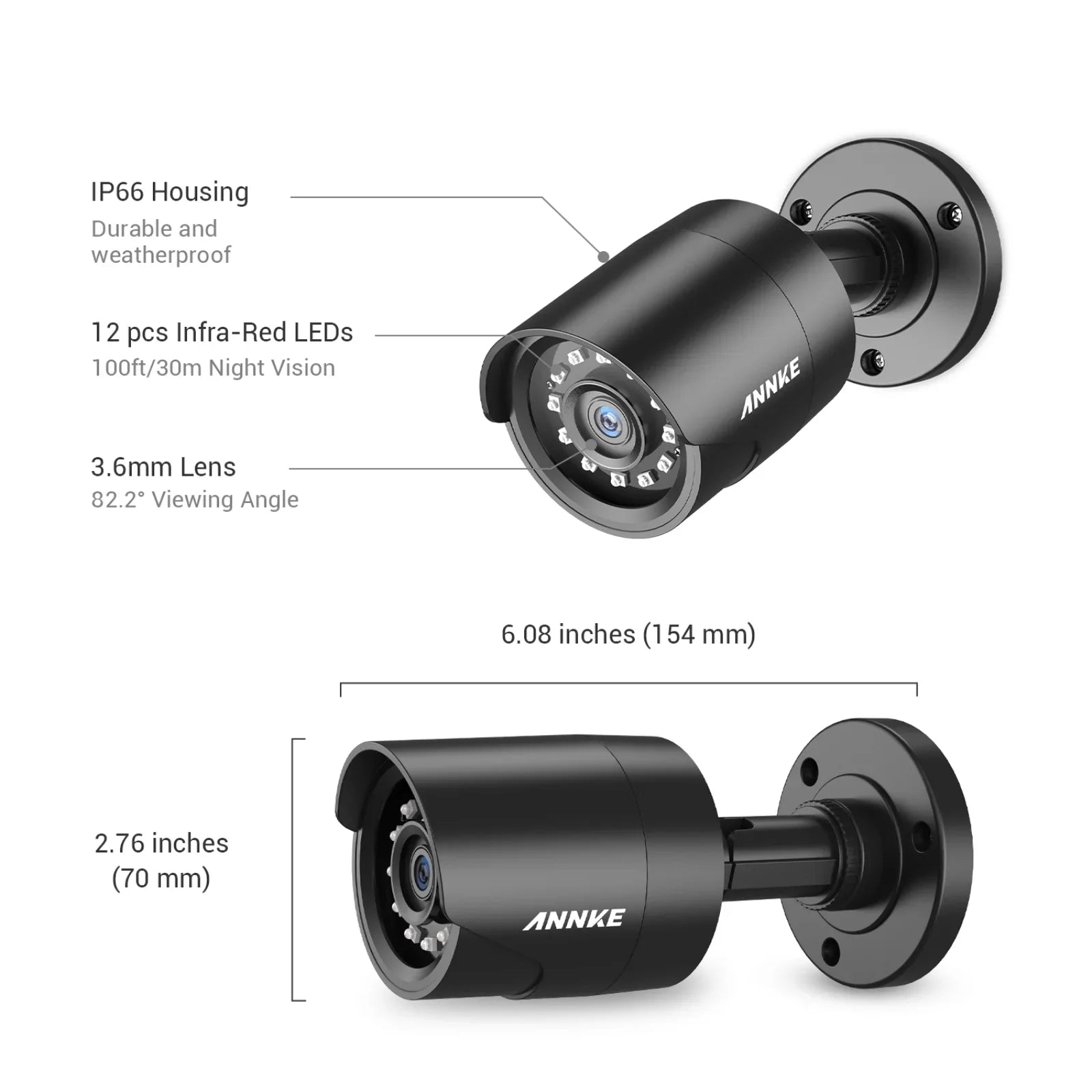ANNKE 4 Pack 1080P HD TVI Home Security Camera Outdoor Indoor, 1920TVL, IP66 Waterproof, Night/Day Vision, Surveillance CCTV Bullet Camera