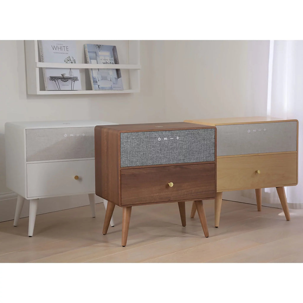 Koble Ralph Height-Adjustable Smart Side Table With Wireless Charging And Bluetooth® Audio, 23"H x 19"W x 10-7/8"D, White