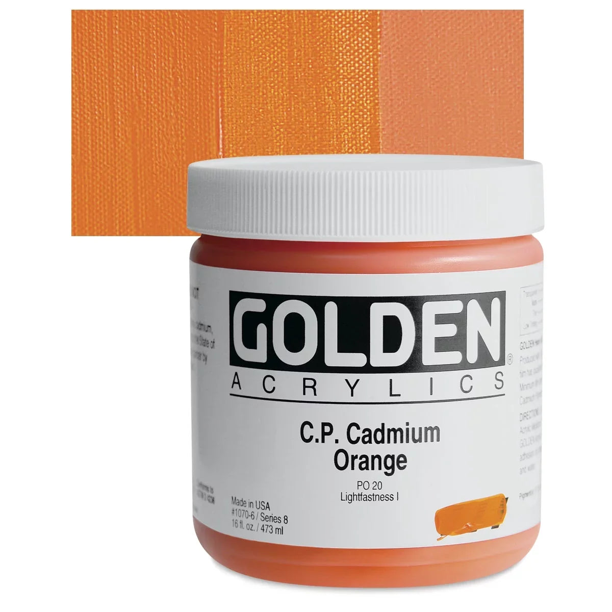 Golden Heavy Body Artist Acrylic, 16 oz, Cadmium Orange