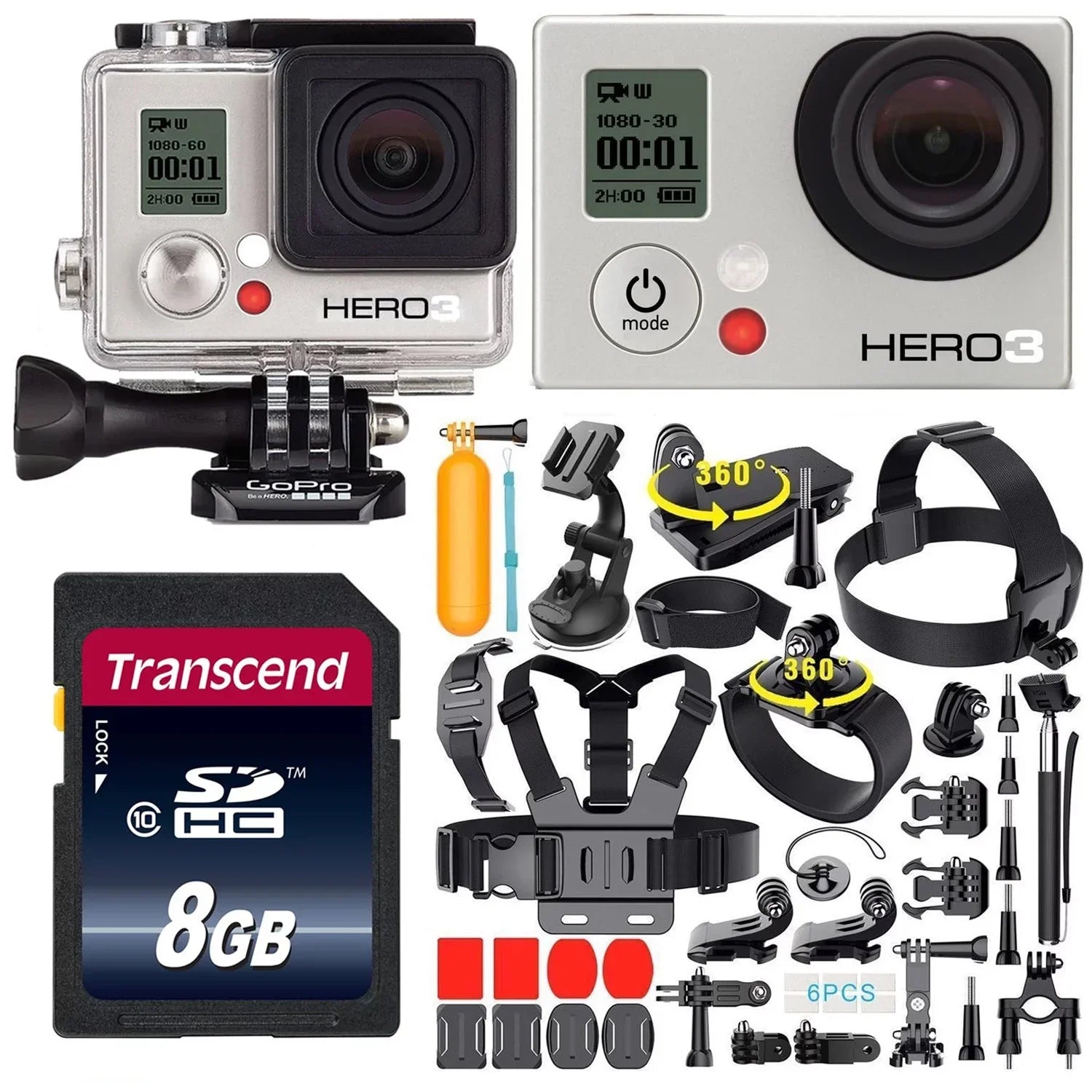 Restored GoPro HERO3 White Edition 1080p Camcorder CHDHE-301 With 35-In-1 Action Camera Accessory Kit (Refurbished)