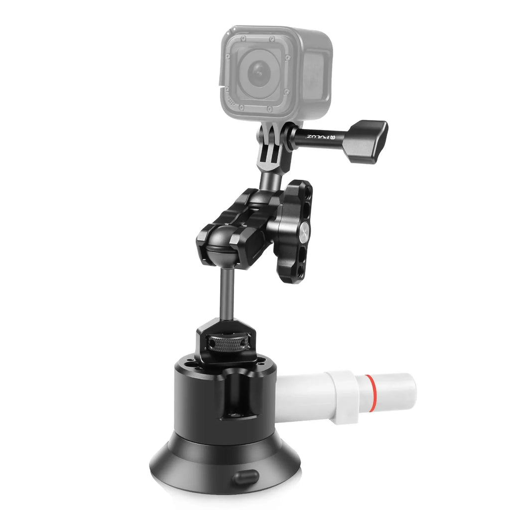 PULUZ PU845B Suction Cup Mount Action Camera Suction Camera Mount Bracket Dual 360° Rotatable Ballheads Replacement GoPro Hero 11/10/9/8, Osmo Action 3/2