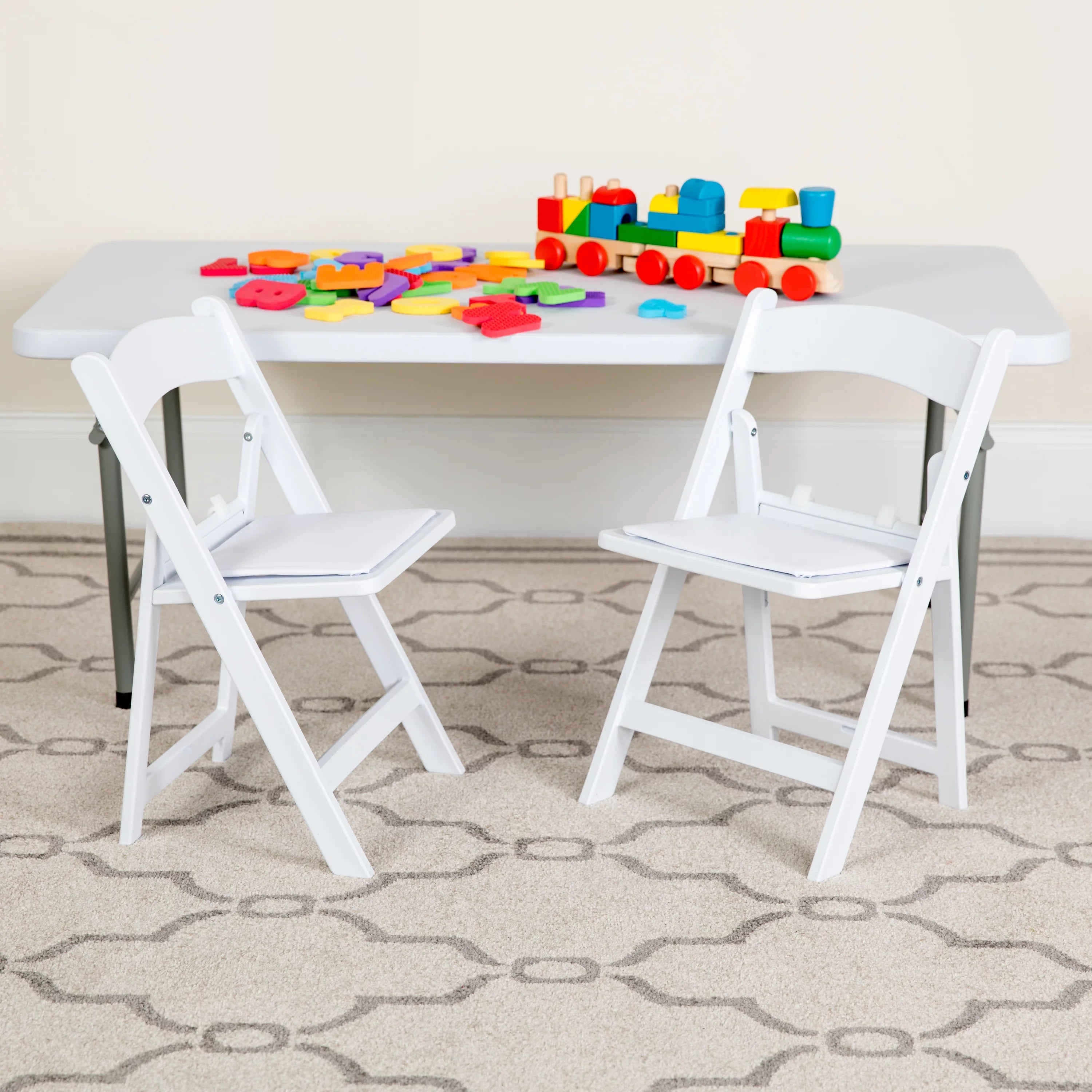 Flash Furniture HERCULES 11 Pack Kids White Resin Folding Chair with White Vinyl Padded Seat