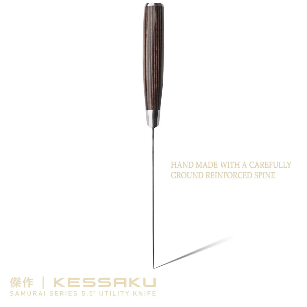 Kessaku 3.5-Inch Paring & 2.75-Inch Bird's Beak Tourne & 5.5-Inch Utility Knife Set - Samurai Series - Forged High Carbon 7Cr17MoV Stainless Steel - Pakkawood Handle with Blade Guards