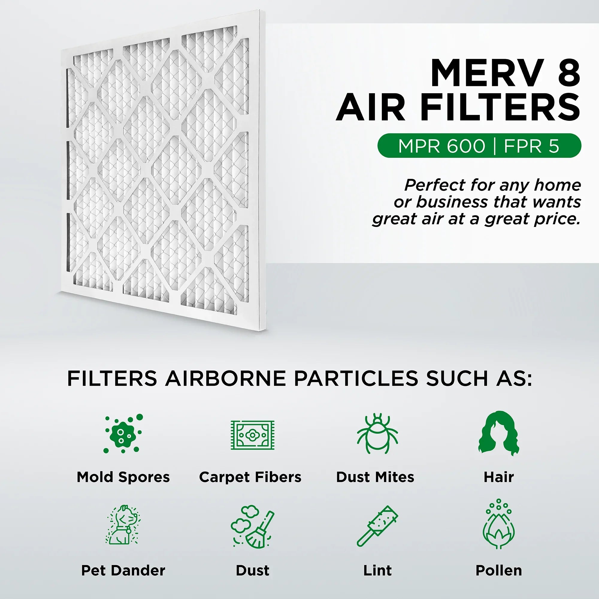 Pamlico Air 20x20x4 MERV 8 Pleated AC Furnace Air Filters. Case of 6. Actual Size: 19-1/2 x 19-1/2 x 3-3/4