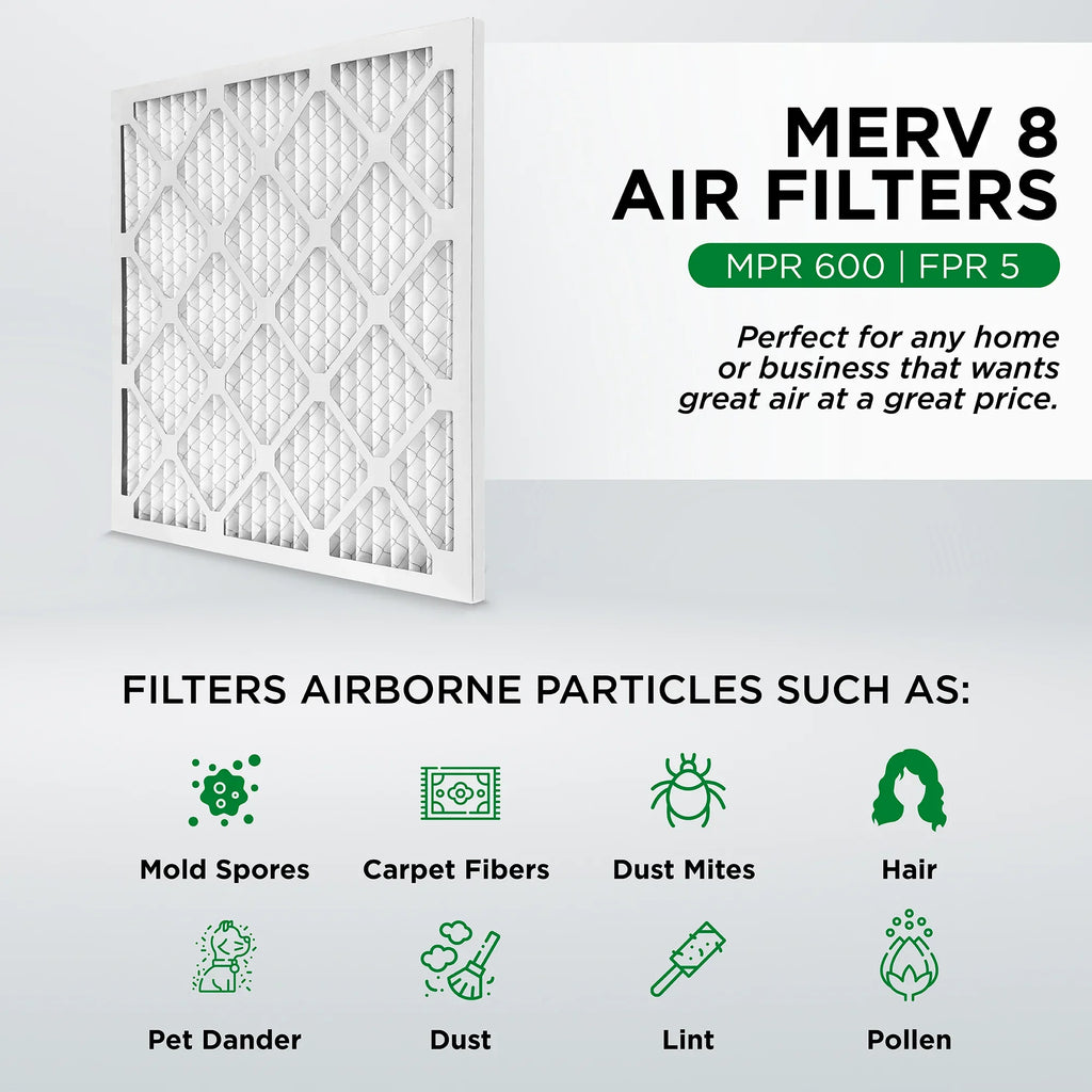 Pamlico Air 12x24x4 MERV 8 Pleated AC Furnace Air Filters. Case of 6. Actual Size: 11-3/8 x 23-3/8 x 3-3/4