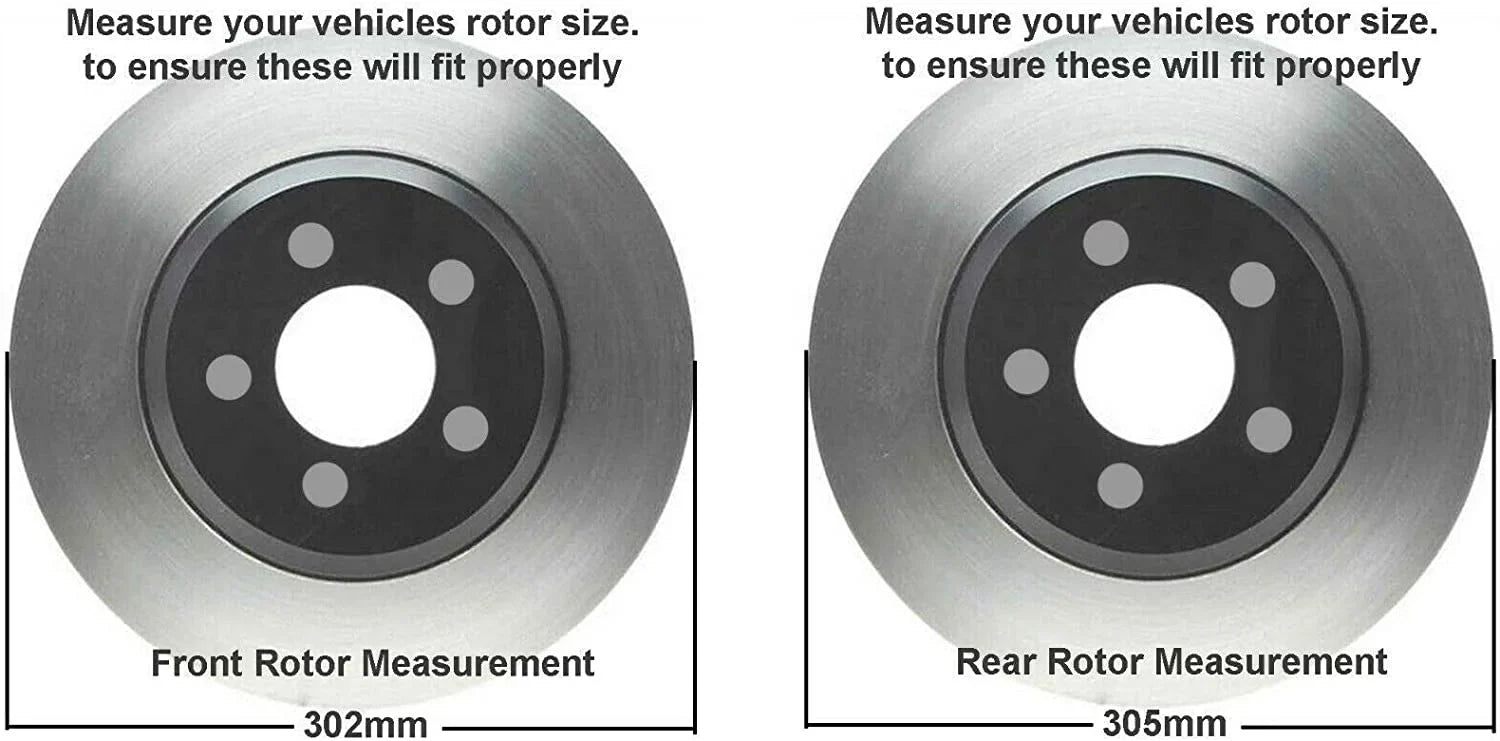 Detroit Axle - Brake Kit Chrysler Town & Country Dodge Grand Caravan Journey Ram C/V Routan Drilled & Slotted Brake Rotors Ceramic Brakes Pads Replacement [11.98" Front & 12" Rear Rotors]