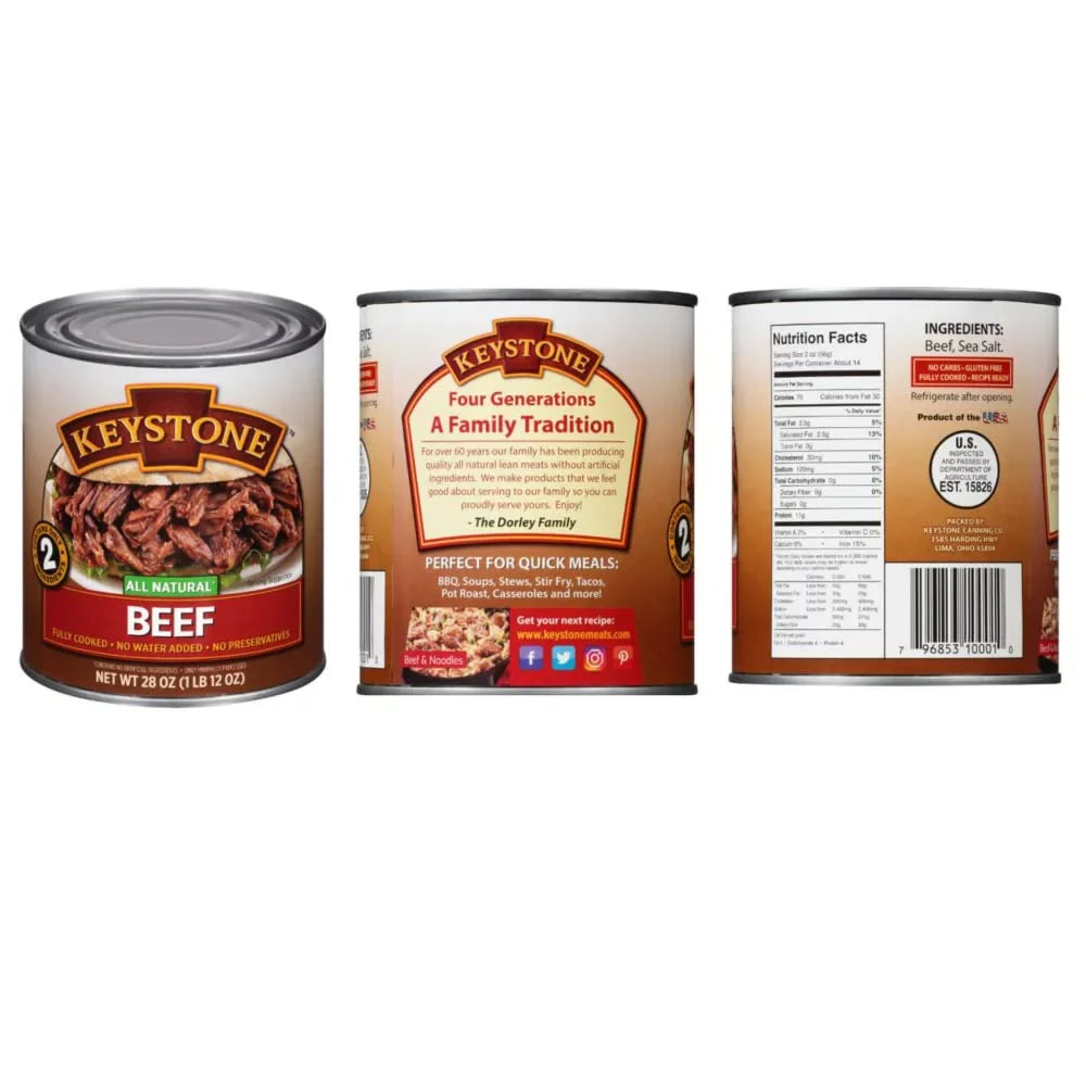 (9 Cans - 3 of Each) Keystone All Natural Beef, Chicken and Pork 28oz Cans Combo ✅ Emergency Survival Camping Ready to eat Long Shelf Life Food ✅
