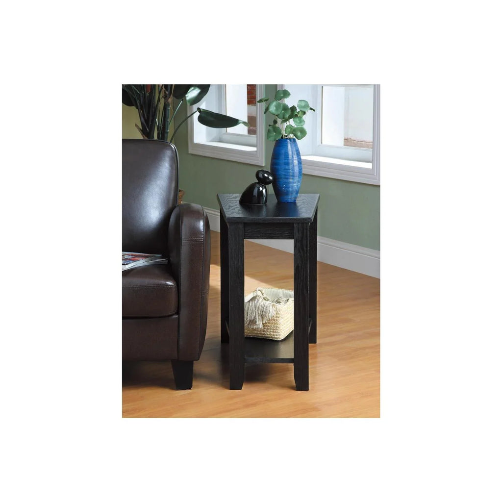 Benzara Wood Wedged Chair Side Table With a Bottom Shelf, Black