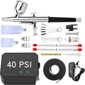Gocheer Upgraded 40PSI Airbrush Kit, Dual-Action Multi-Purpose Airbrush Set with Compressor Cake Decor Makeup Art Craft Tattoo