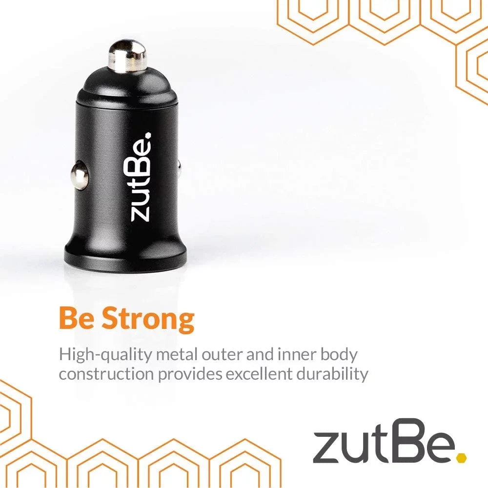 zutBe Dual USB-A 36W with one QC 3.0 Compact Metal Fast Car Charger iPhone 14 13 12 SE 11 X 8 7 & iPad; Samsung Galaxy S20 S1 Note OnePlu, Pixe, & More [Be Charitable, Long-lasting Confident]