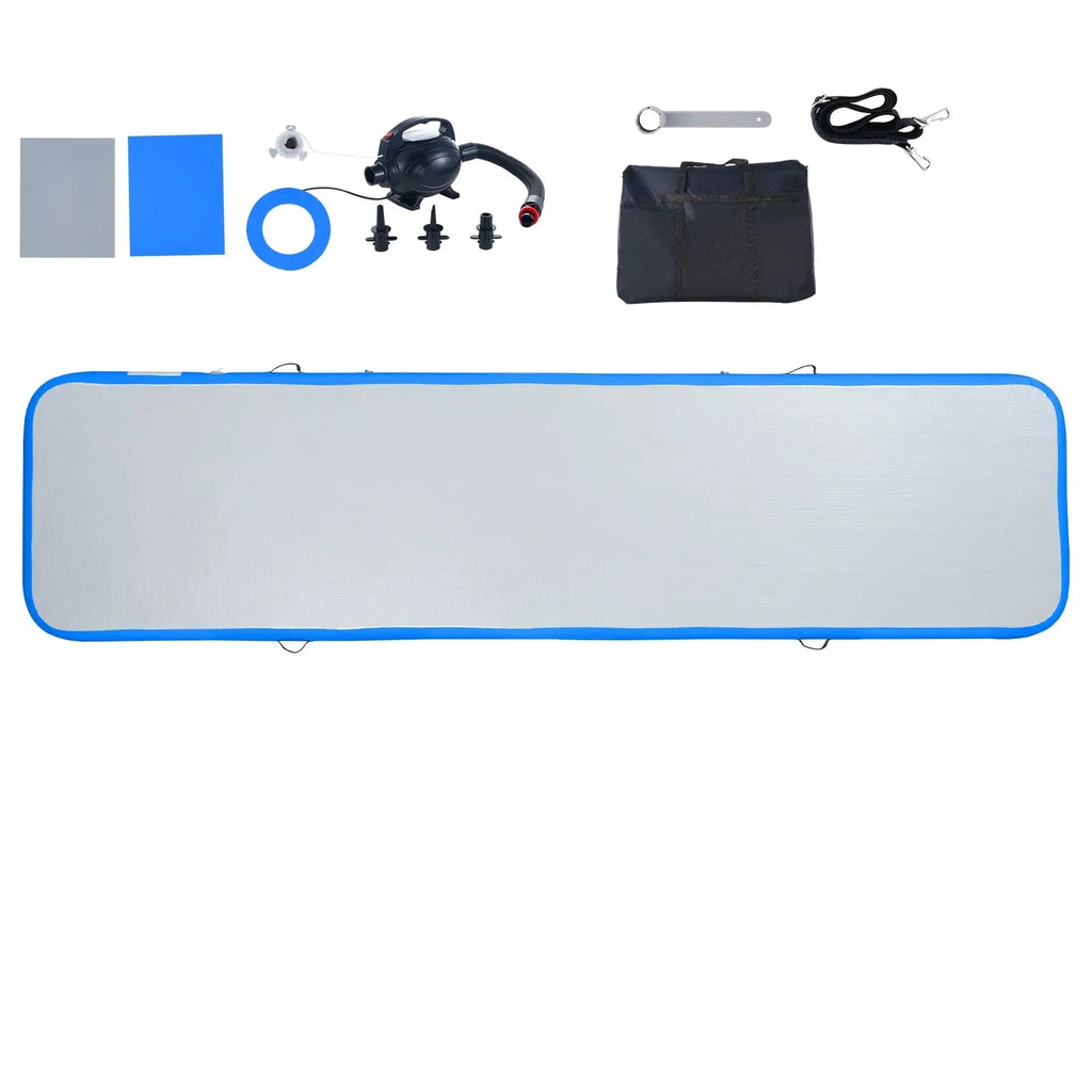 SKYSHALO 13ft Air Cushion Inflatable Gymnastics Training Vibrating Fitness Mat with Pump