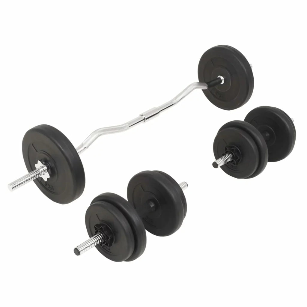 moobody Barbell and Dumbbell Set Weight Plates with Bars 66.1 lb Strength Training, Weightlifting, Bodybuilding, Fitness, Home Gym