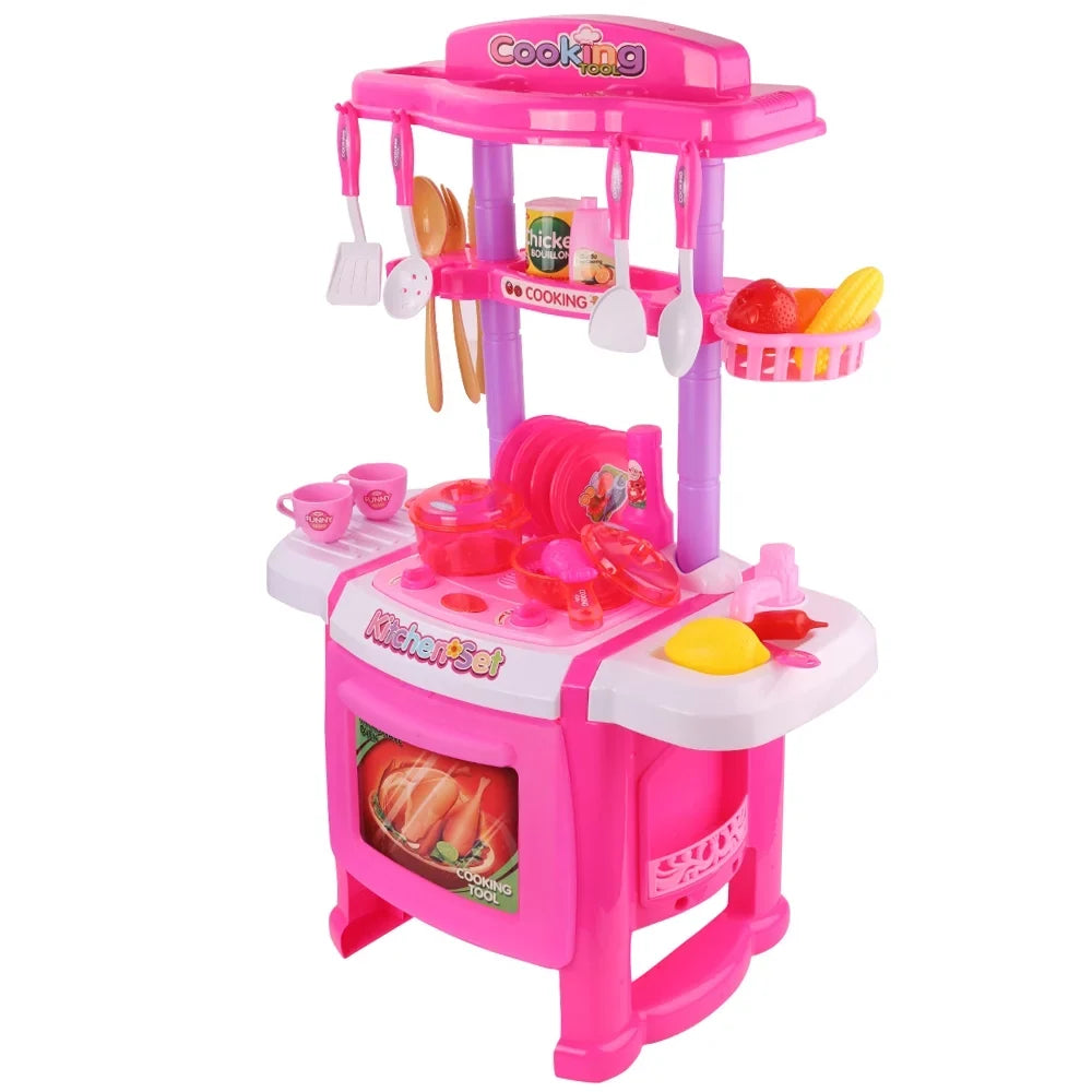 Little Chef's Pretend Kitchen Cooking Play Set with Food, Cups, Utensils, Pots and Pans