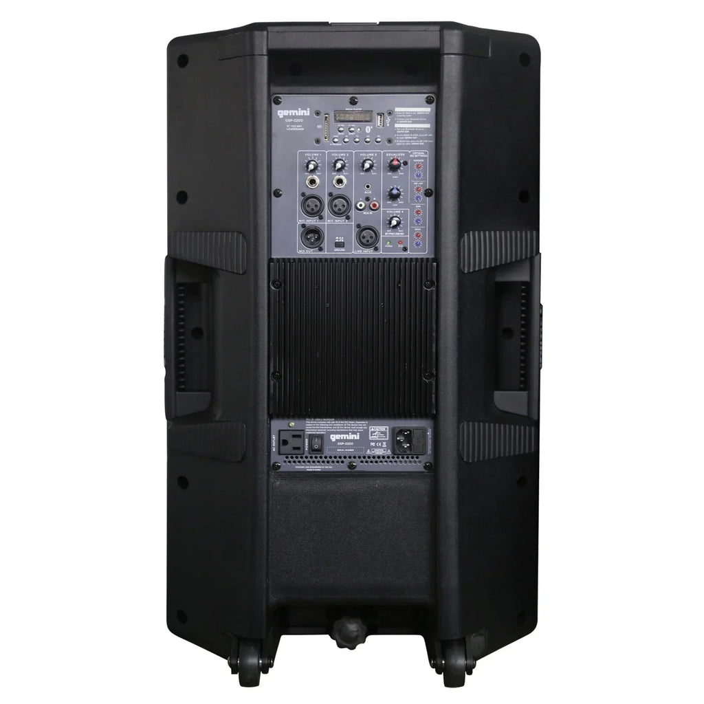 Gemini GSP-2200 Ultra Powerful Bluetooth 2,200 Peak Watt Speaker with Built-In Media Player & GMU-M200 UHF Dual Wireless Microphone System , 843631171035
