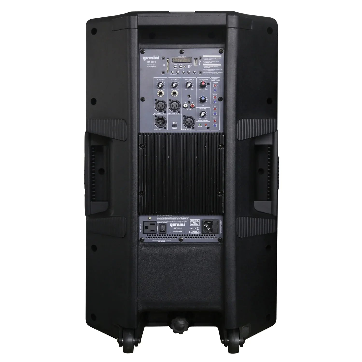 Gemini GSP-2200 Ultra Powerful Bluetooth 2,200 Peak Watt Speaker with Built-In Media Player & GMU-M200 UHF Dual Wireless Microphone System , 843631171035