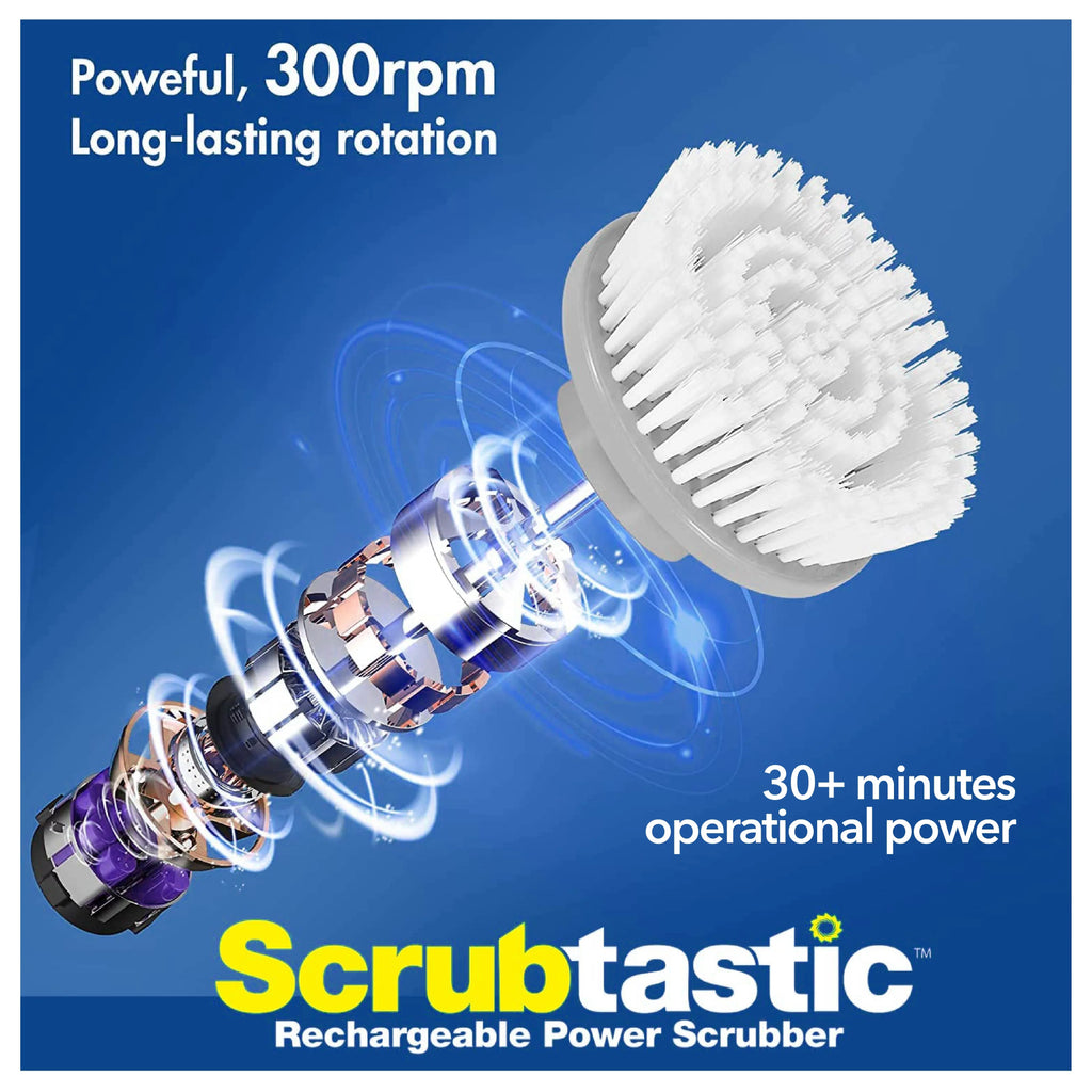 Scrubtastic Spin Scrubber Electric Scrubber Multi-Purpose Surface Scrubber and Cleaner, 1 Pack & 3 Brush Heads