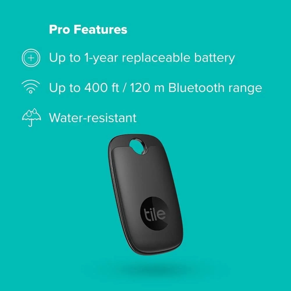 Tile Pro 2022 1-Pack. Powerful Bluetooth Tracker, Keys Finder and Item Locator Keys, Bags, and More; Up to 400 ft Range. Water-. Phone Finder. iOS and Android . Non-Retail