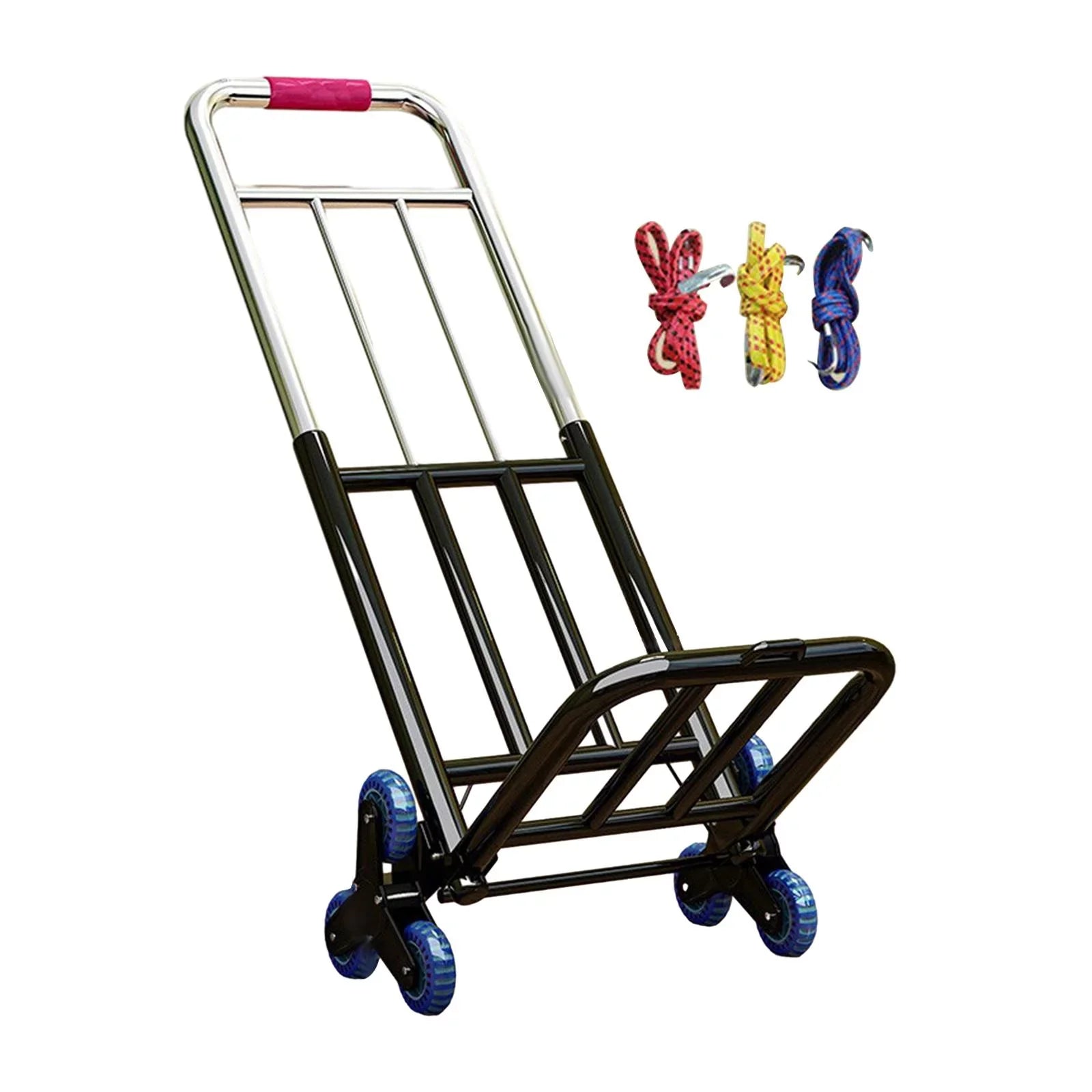 Foldable Hand Trolley Adjustable Handle Portable Adjustable Luggage Handcart 28mm Diameter