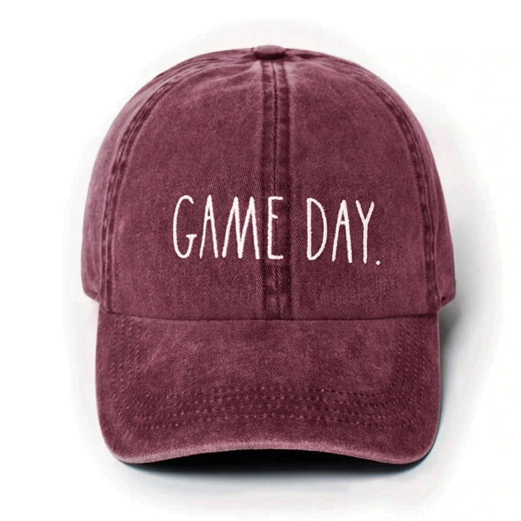 Rae Dunn Women's Game Day Red Denim Baseball Cap-Red / One Size