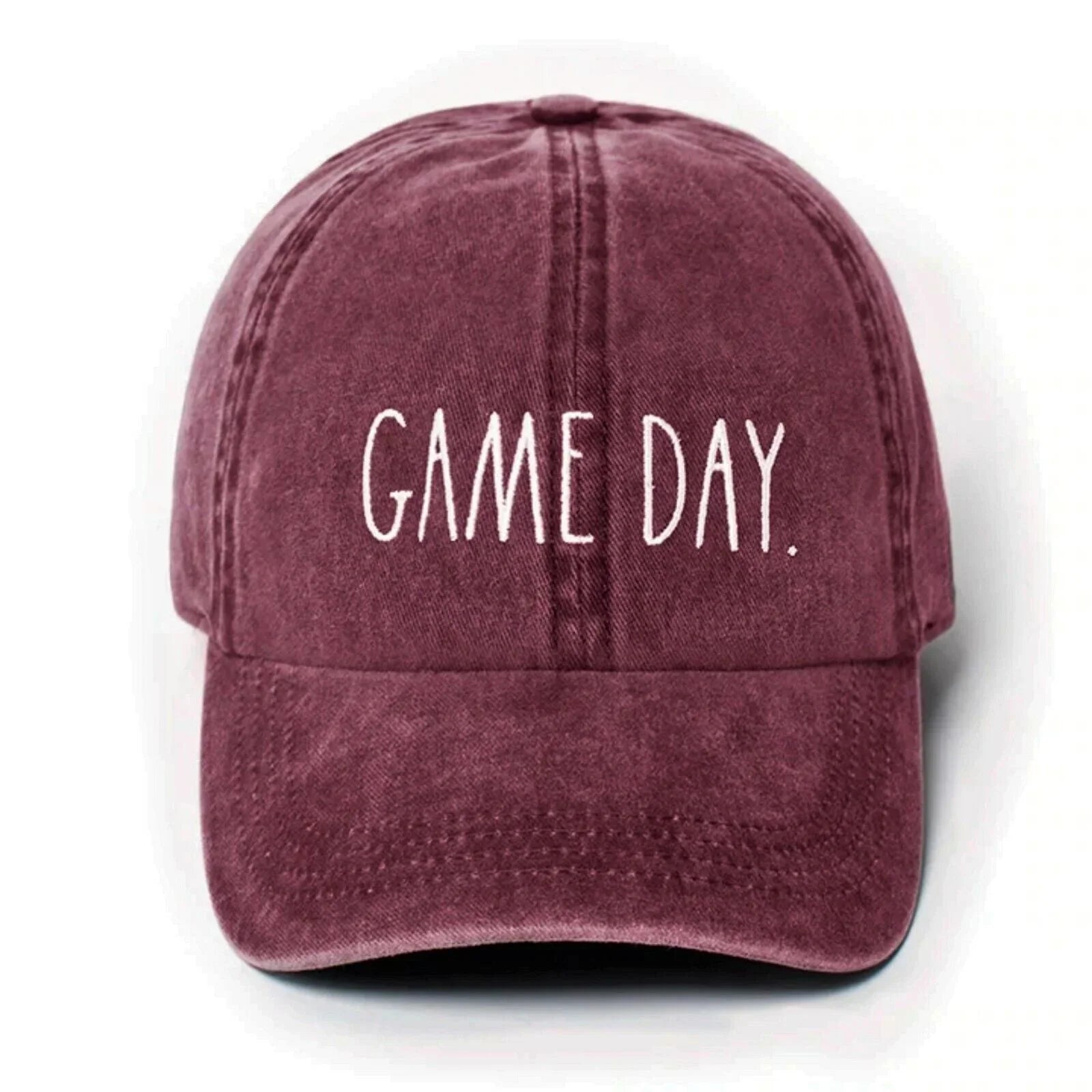 Rae Dunn Women's Game Day Red Denim Baseball Cap-Red / One Size