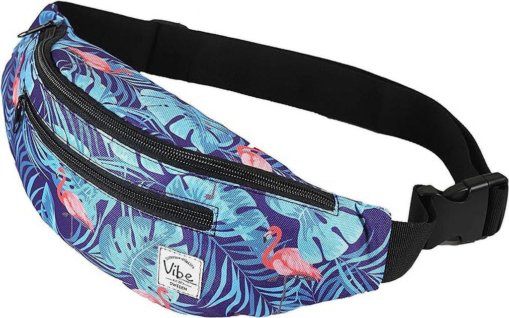 Vibe Festival Gear Fanny Pack Men Women - Many Prints - Black Holographic Silver Gold Cute Waist Bag Festival Rave Hiking Running Cycling