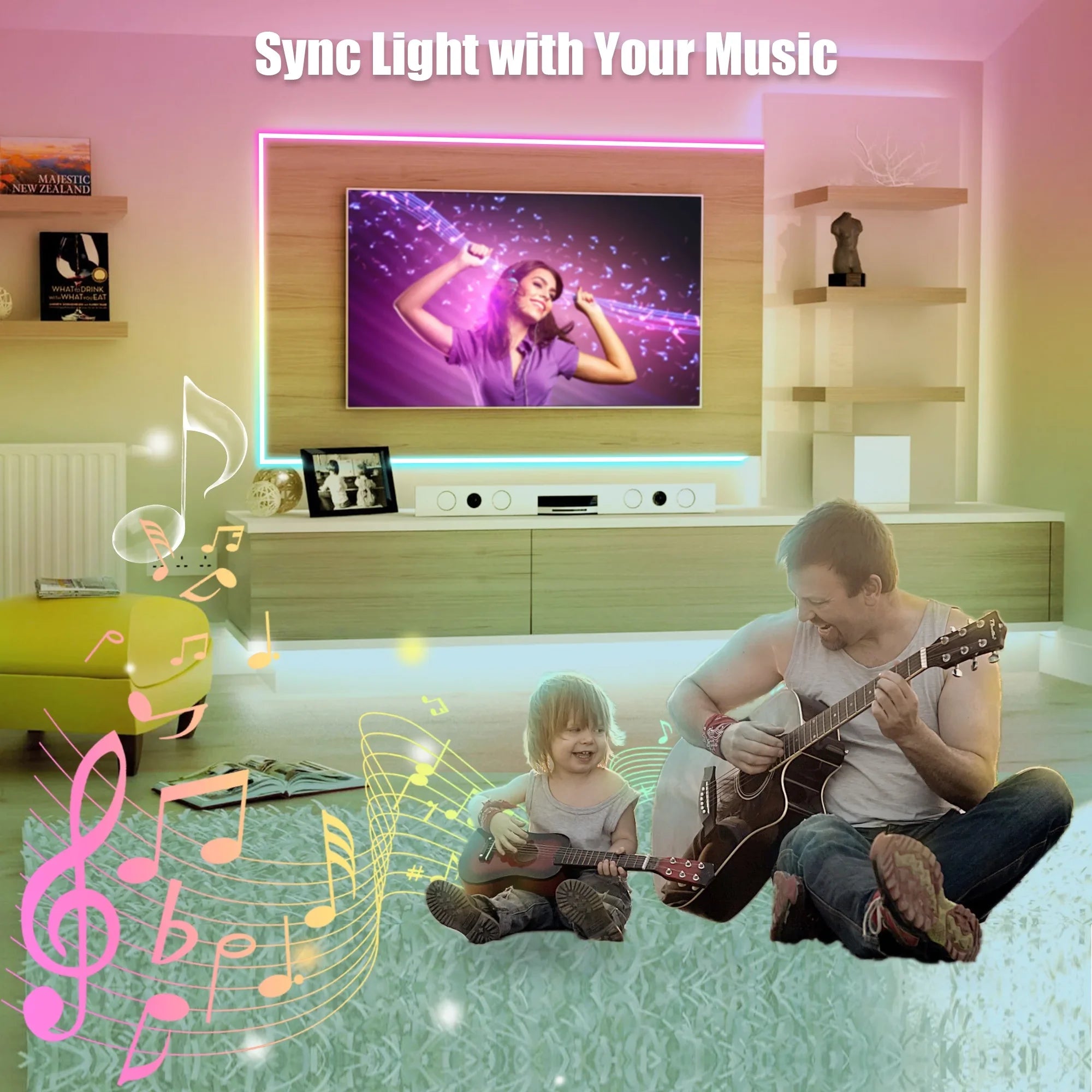 CheDux Flexible 9.8ft IP67 Waterproof Dimmable Lights LED Neon Light Strip With Remote Control Works With Alexa And Google, DIY Function, Music Sync For Wall, Living Room And Outdoor Decoraction
