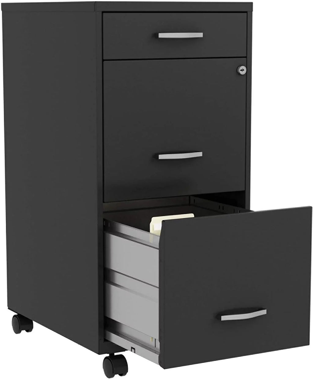 HYHBIBOOM LYS SOHO Box/File/File 3-Drawer Mobile File Cabinet Black 14.3" x 18" x 29.5"